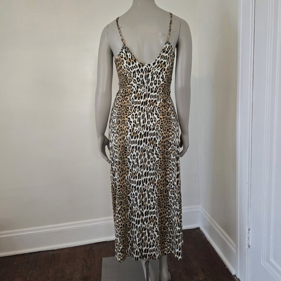 Frederick's Of Hollywood Size M Vintage Leopard Slip Dress Gown Sheer w/ Slit - Picture 8 of 16